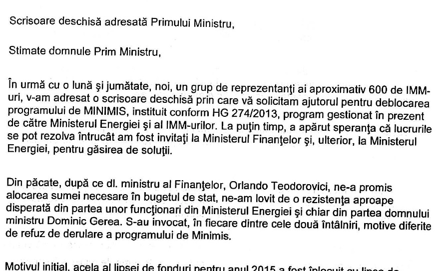 ​DOCUMENT Sute de antreprenori i se plang premierului Ponta ca Guvernul i-a pus sa faca investitii, iar acum nu le mai plateste ajutoarele de stat promise