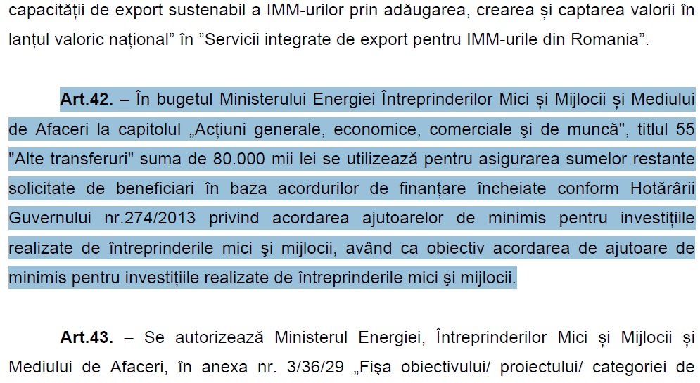 Balon de oxigen pentru antreprenorii care au facut cheltuieli in schema de ajutoare restanta: 80 de milioane de lei prin rectificarea bugetara. Descarca proiectul