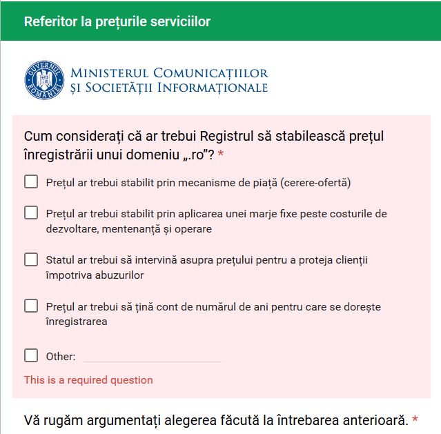 Tu cine vrei sa faca preturile si sa gestioneze domeniile de internet .ro? Chestionar de consultare 2017