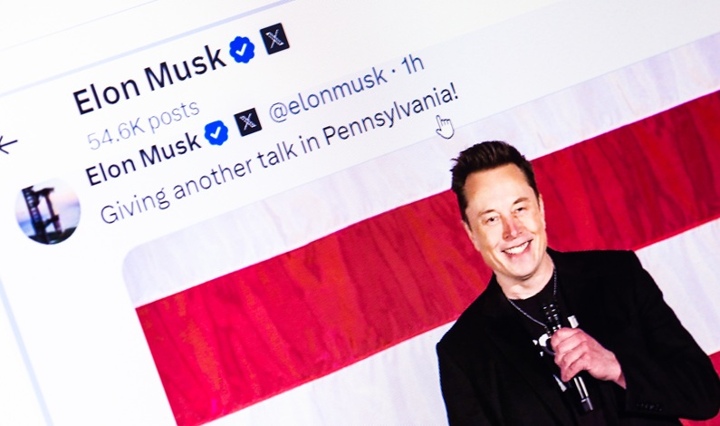 Elon Musk susține un discurs în Pennsylvania, transmis pe X