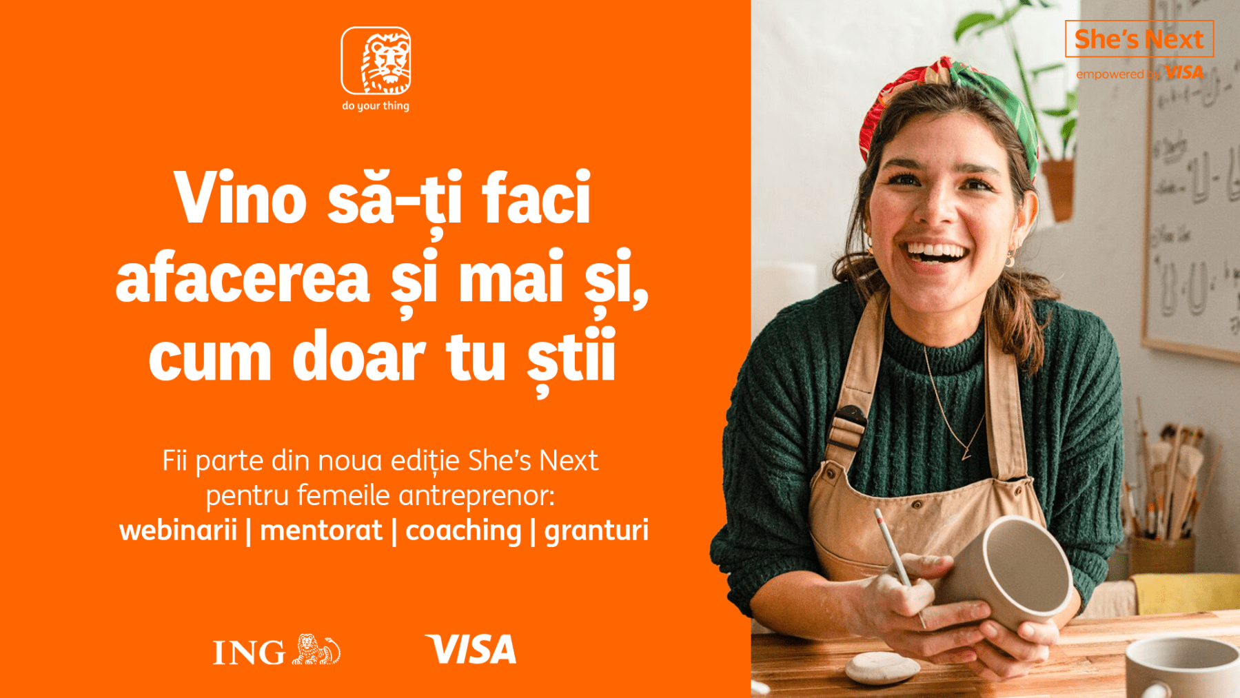 ING și Visa extind programul She’s Next pentru a accelera dezvoltarea afacerilor conduse de femei. Noua ediție oferă granturi în valoare totală de 60.000 euro
