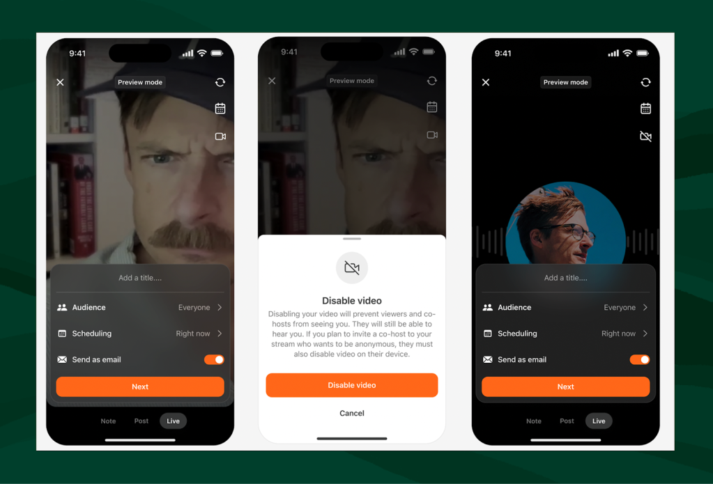 Modul Live Audio de pe Substack