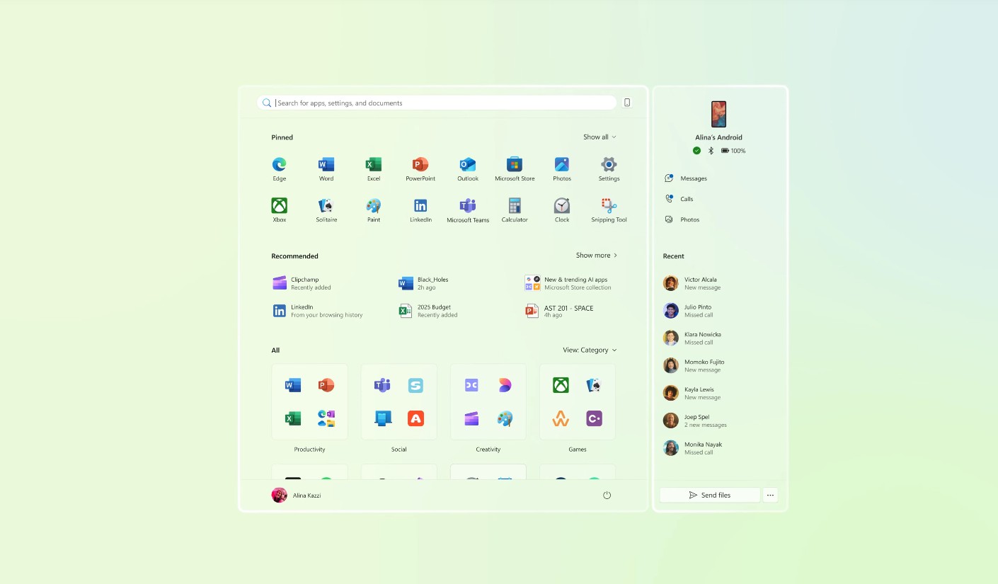 Windows 11 va avea un nou meniu Start și mai multe funcții cu inteligență artificială