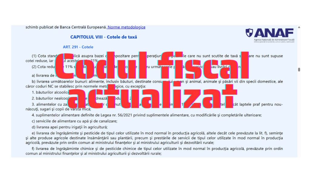 Codul fiscal actualizat ANAF