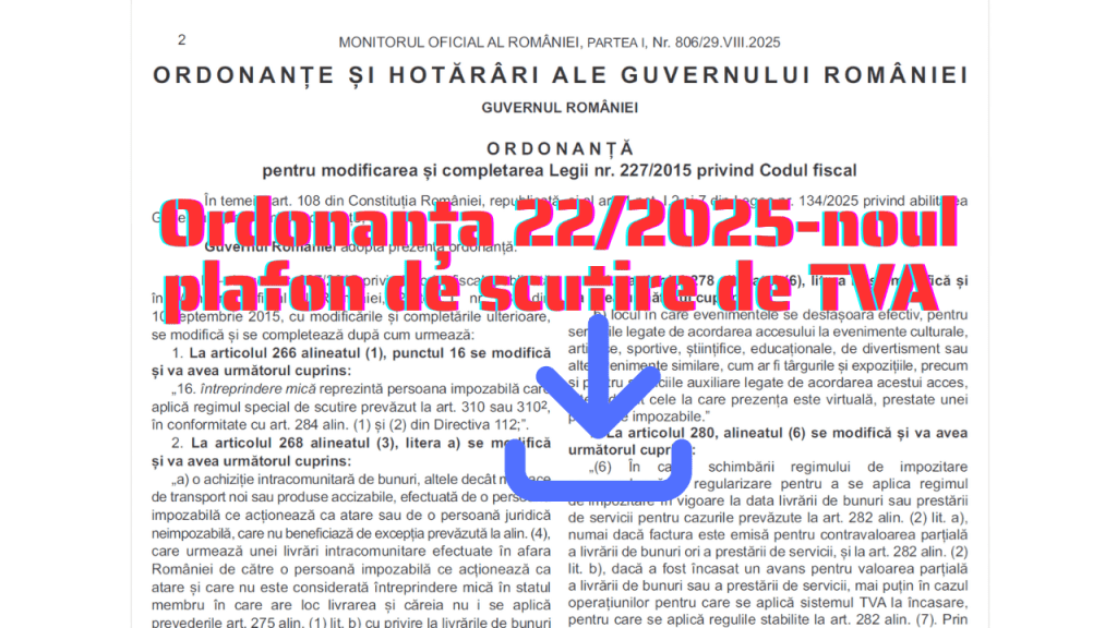 Ordonanta 22-scutire tva 2025