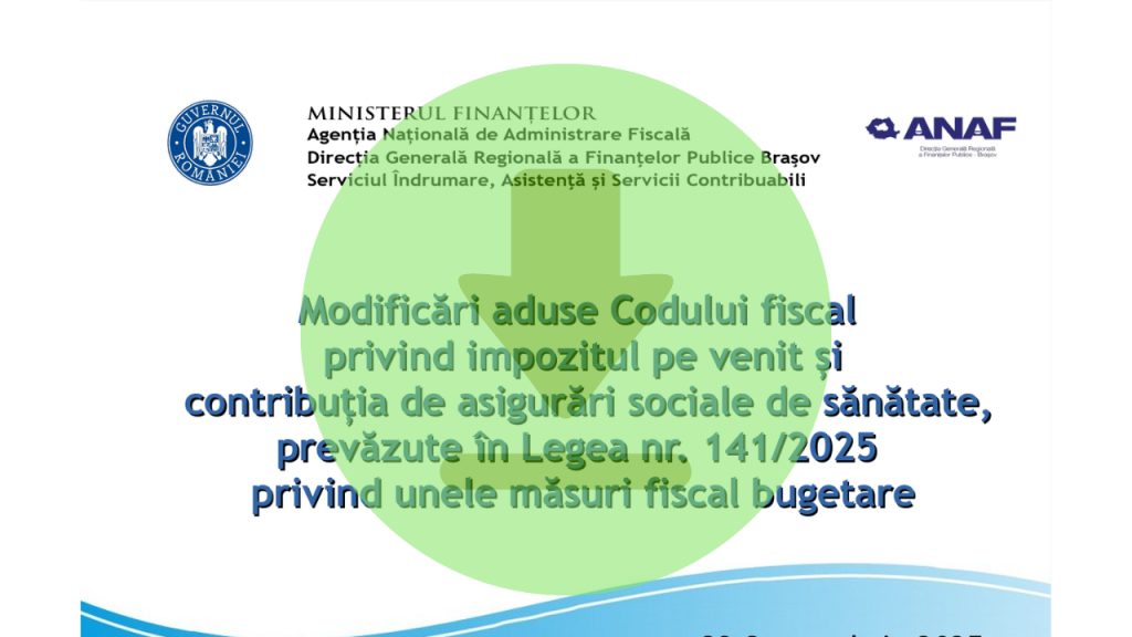 Ghid ANAF modificari Cod Fiscal 2025