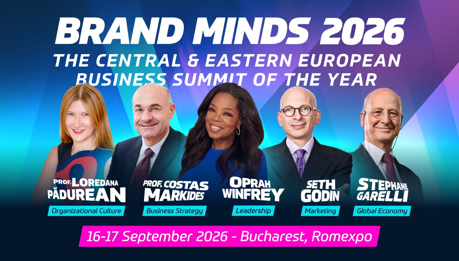 Oprah Winfrey și Seth Godin vin la București, în 2026. Cine mai vine la evenimentul Brand Minds