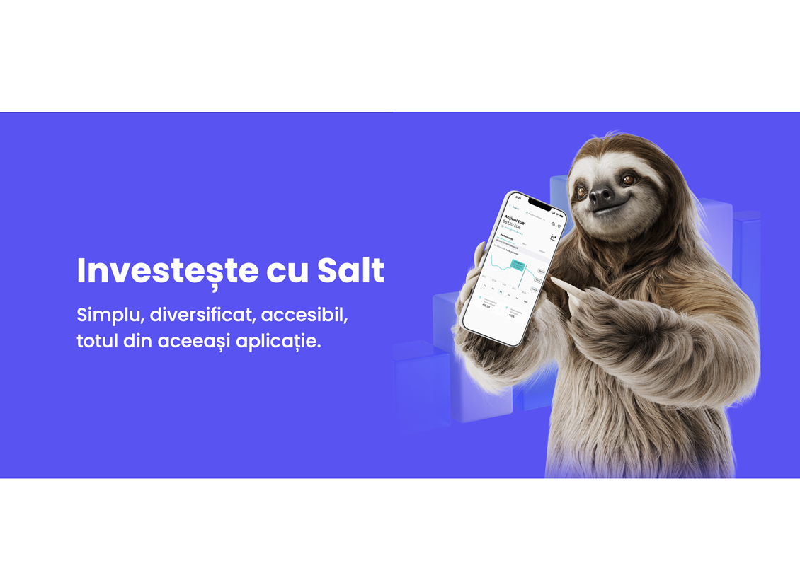Salt Bank anunță investiții mai accesibile pentru clienți: Se poate începe cu 1 euro, direct din aplicația Salt