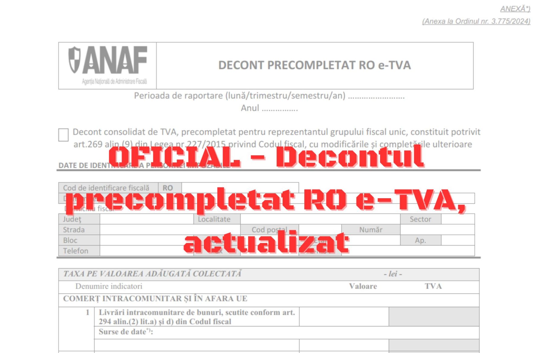 OFICIAL Decontul precompletat RO e-TVA, actualizat cu noile cote majorate
