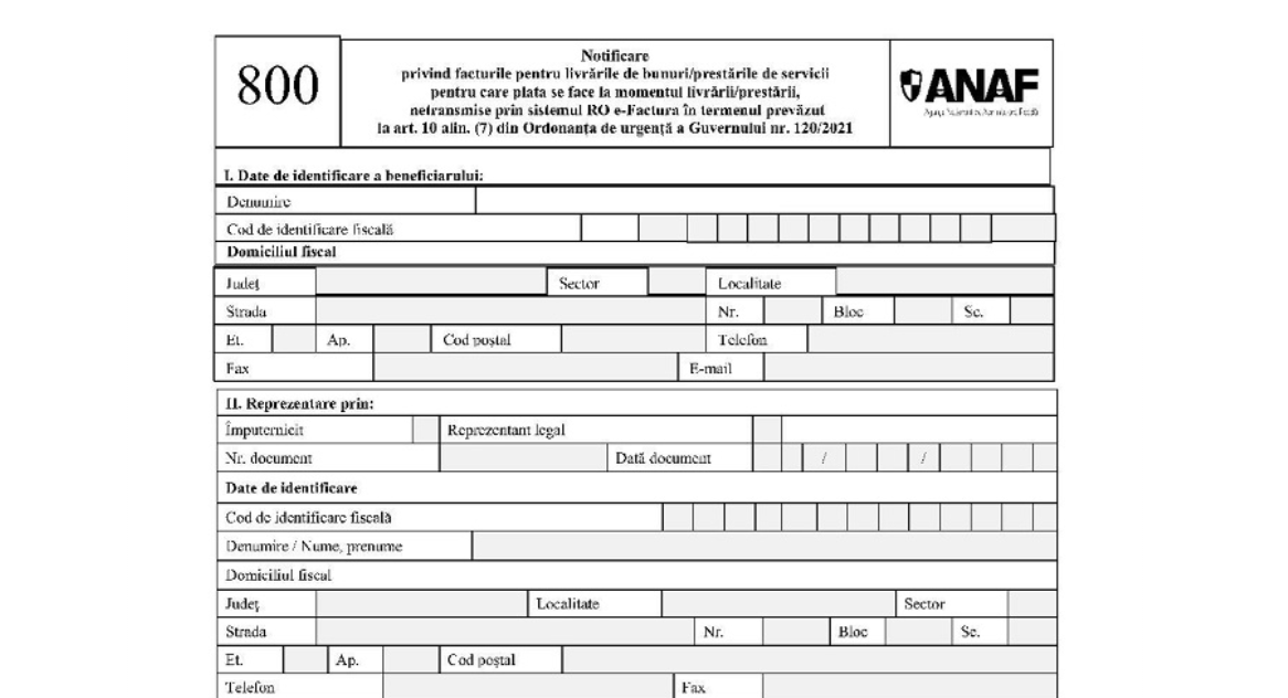 RO e-Factura 2025: ANAF explică ce notificare trebuie să trimită firmele care nu primesc factura electronică, în urma unei achiziții B2B. Formularul 800