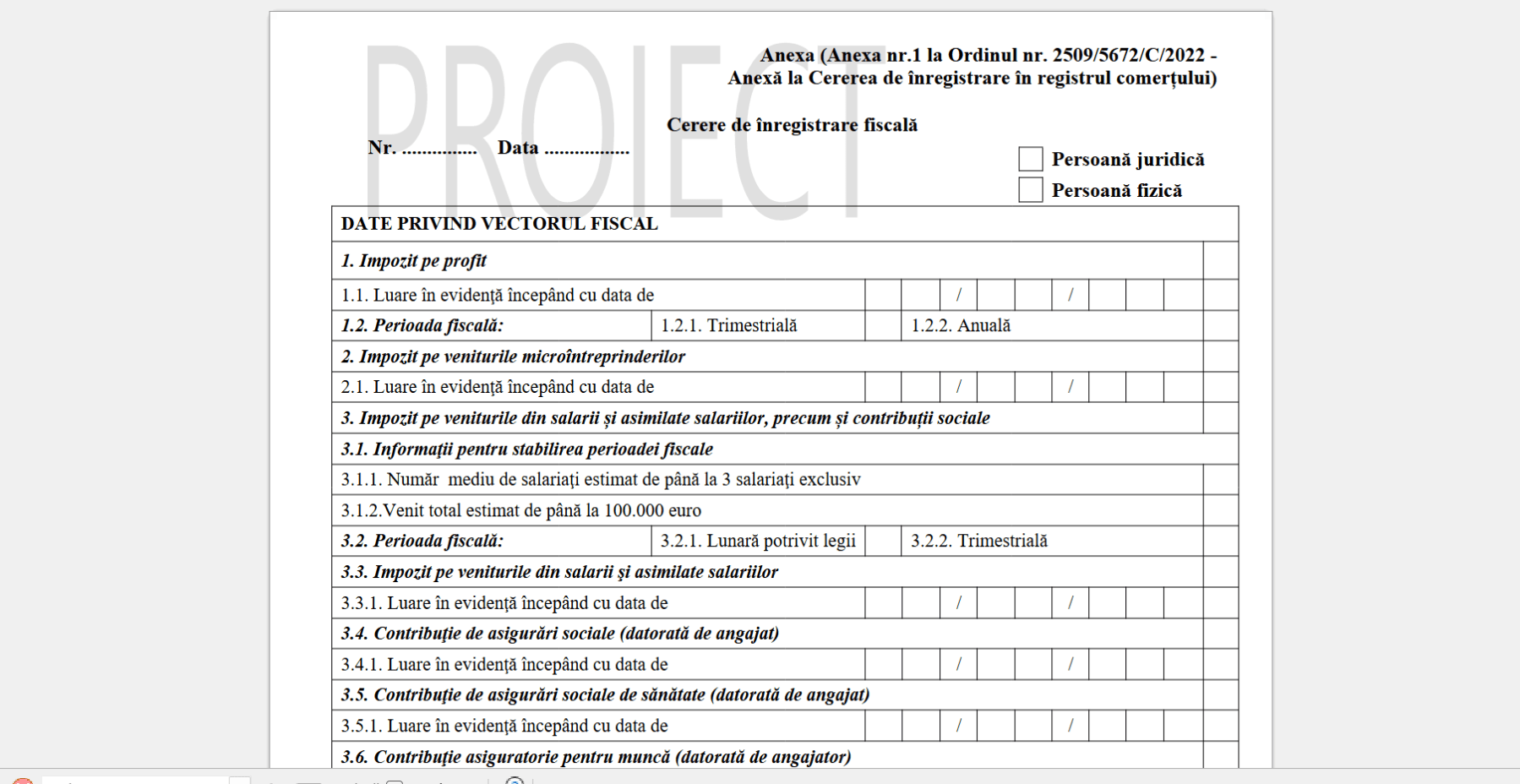 ANAF și ONRC modifică cererea de înregistrare fiscală 2025