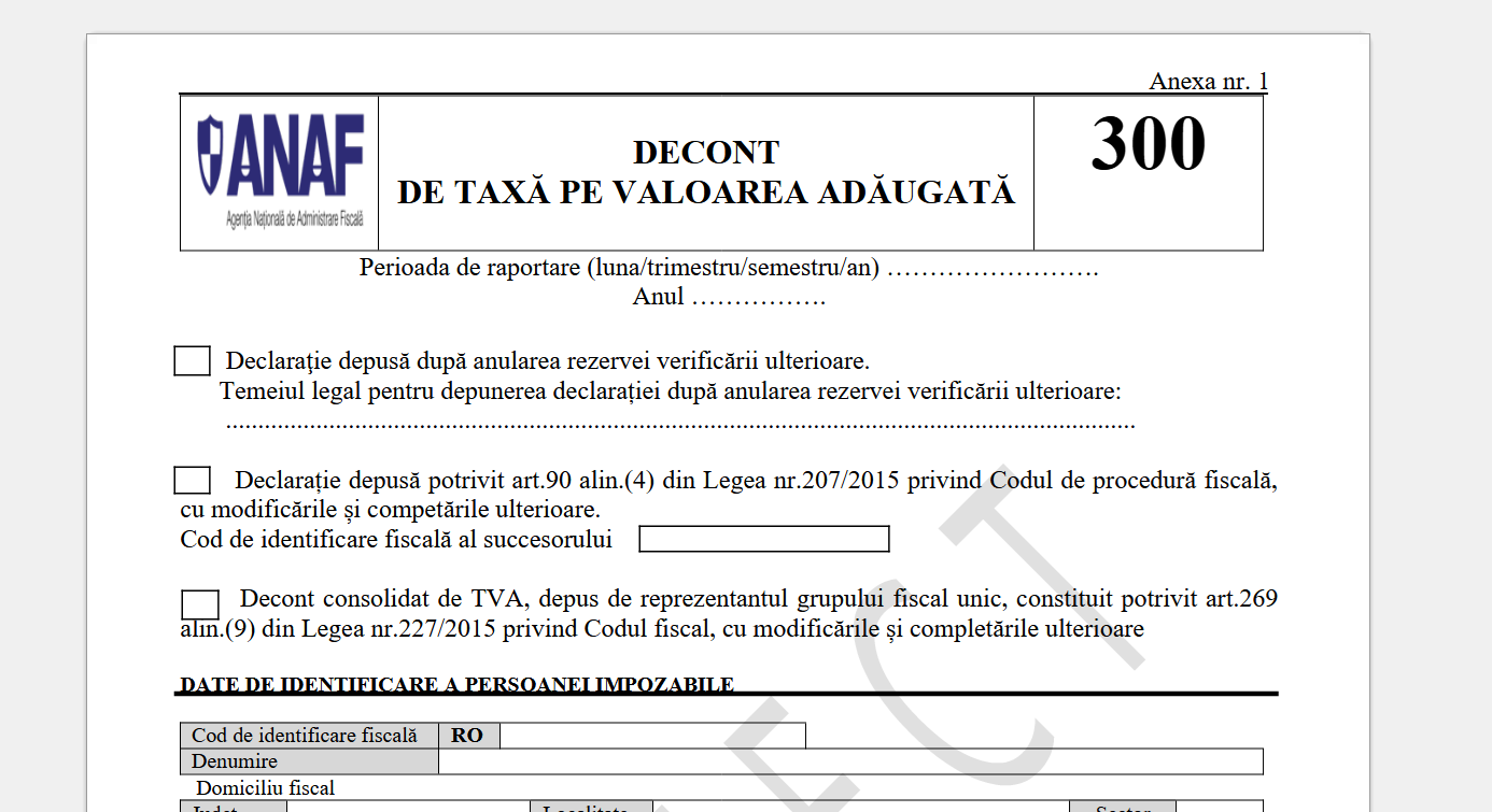 ANAF schimbă Formularul 300 – decontul de TVA, cu instrucțiunile de completare 2026