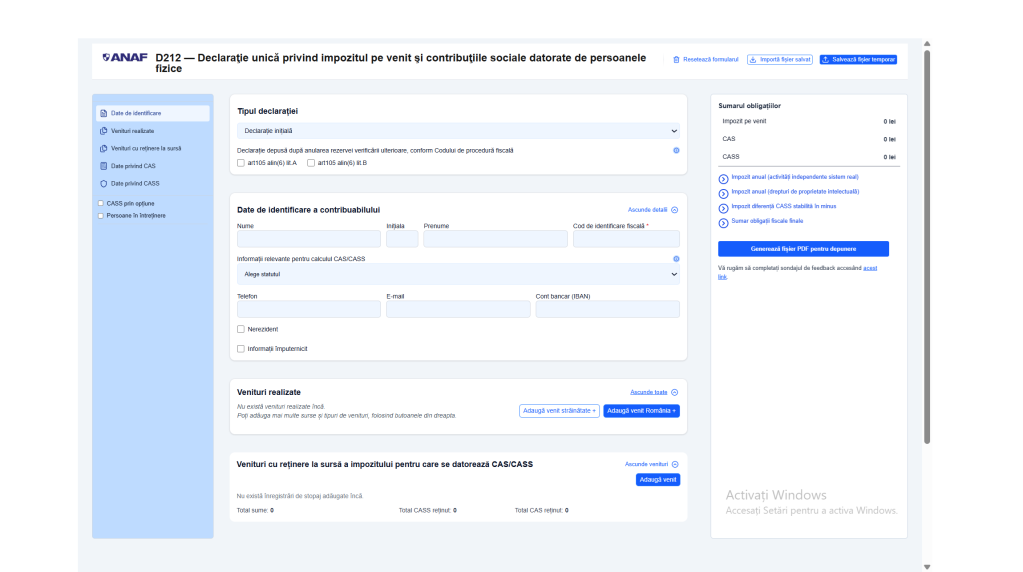 Declaratia Unica 2026 ANAF
