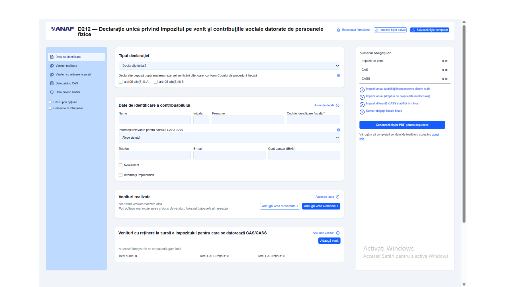 Declaratia Unica 2026 ANAF