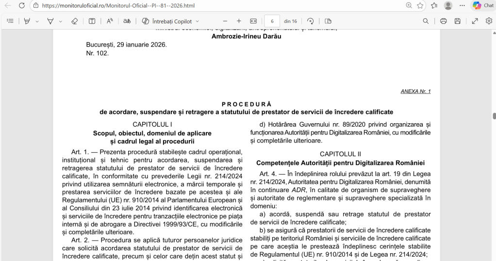 procedura semnatura digitala 2026