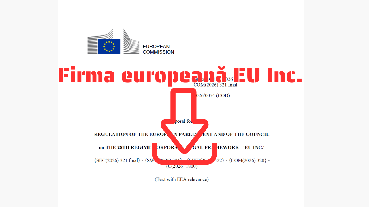 „Orice antreprenor va putea crea o firmă în 48 de ore, de oriunde din UE, online, cu mai puțin de 100 EUR” – Comisia Europeană a publicat proiectul oficial de regulament EU Inc. Descarcă documentul