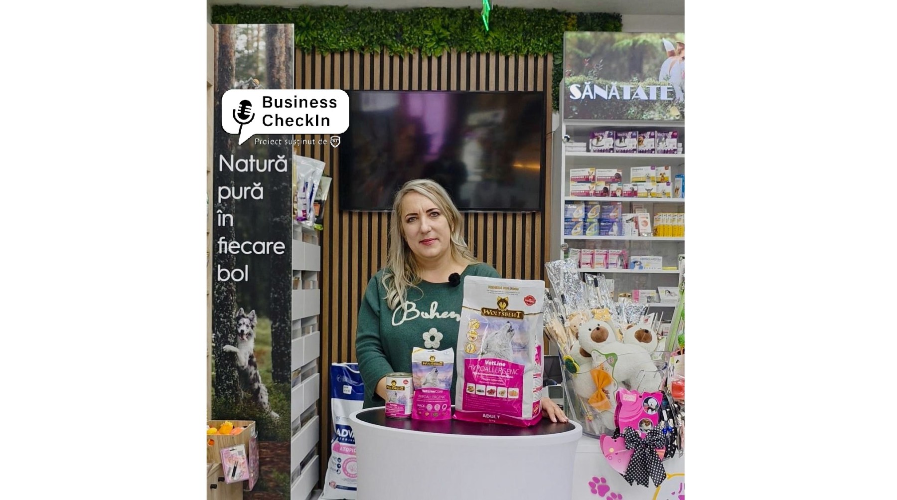 Business CheckIn. Mădălina a pornit o afacere online cu hrană premium pentru animale de companie. Recent, și-a deschis și magazin într-un mare mall din București