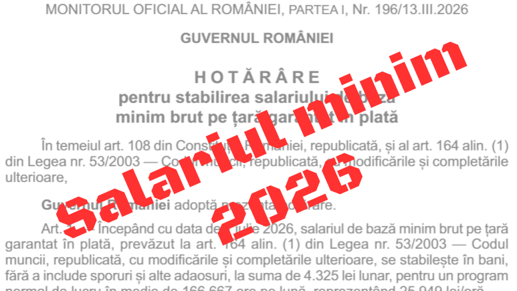 salariul minim 2026-Monitorul Oficial