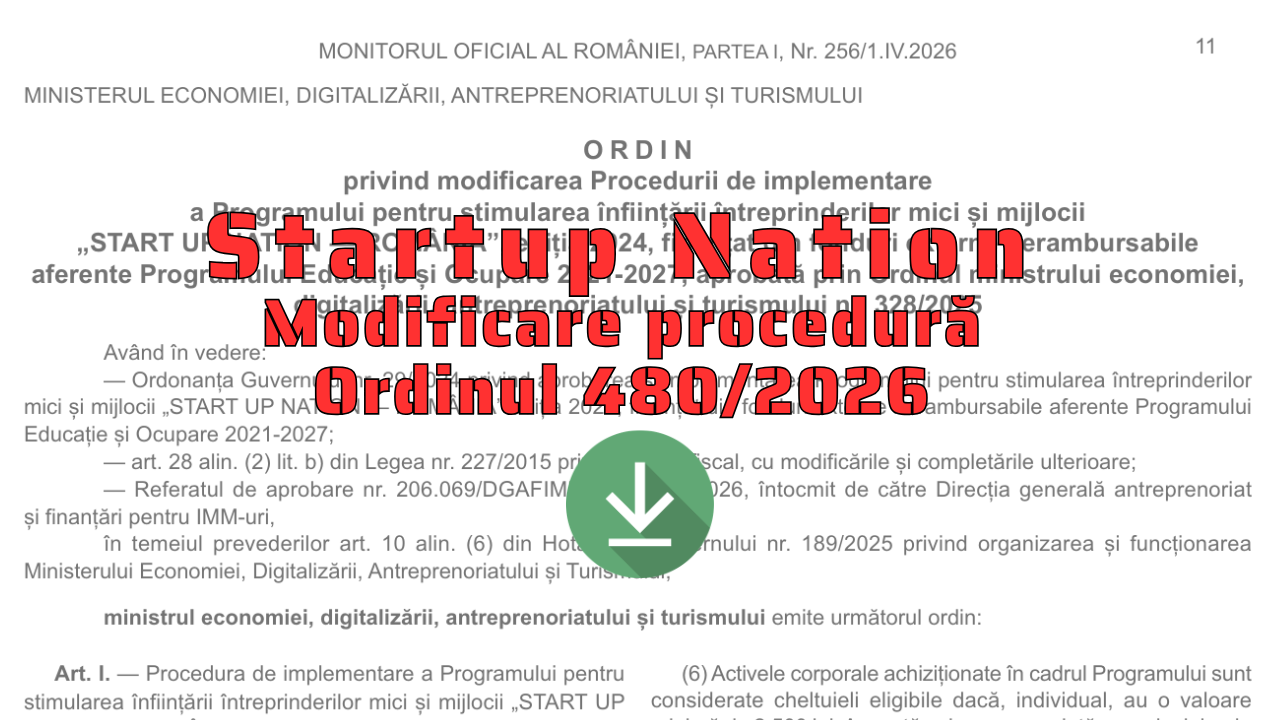 Ordin ministrul economiei 480-2026_modificare procedura Startup Nation