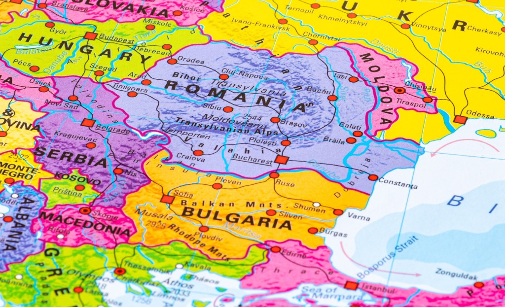 Romania si Bulgaria -harta