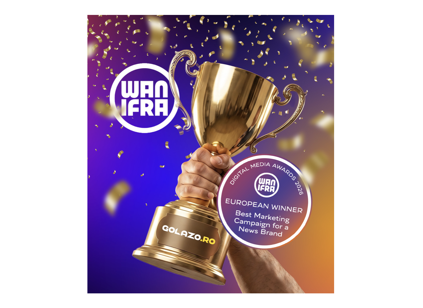 GOLAZO.ro premiat la WAN-IFRA Digital Media Awards Europe pentru cea mai bună campanie de marketing a unui brand de știri
