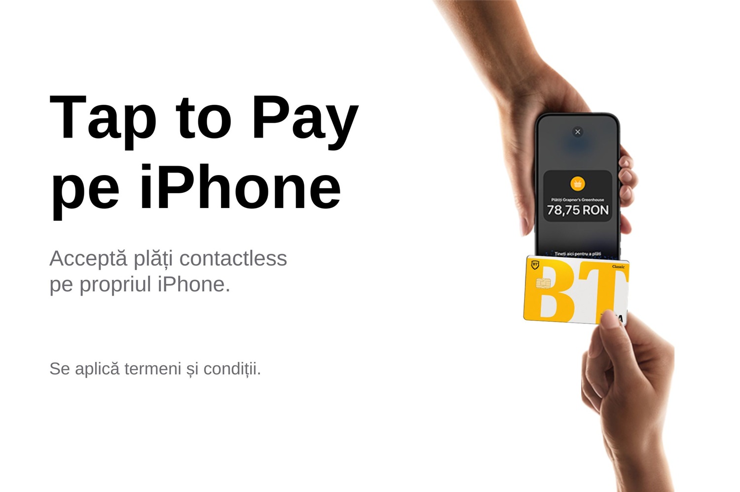 Aplicația BT POS oferă acum funcția „Tap to Pay” pe iPhone, permițând comercianților din România să accepte plăți contactless
