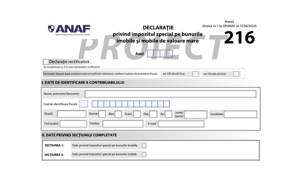 Taxa pe lux: ANAF actualizează Formularul 216 utilizat de proprietarii de vile și mașini scumpe