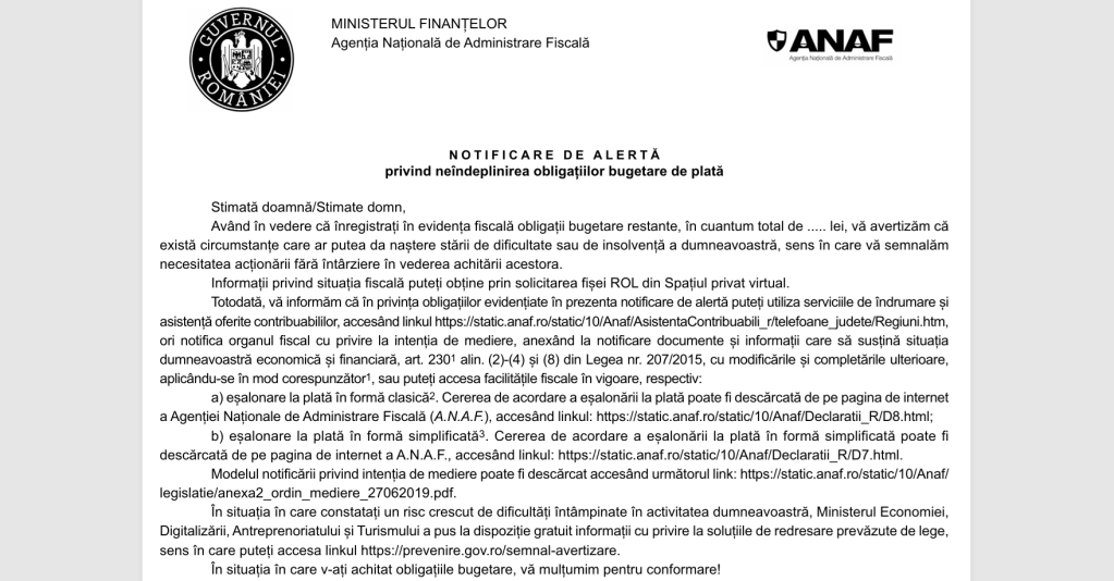 notificare anaf