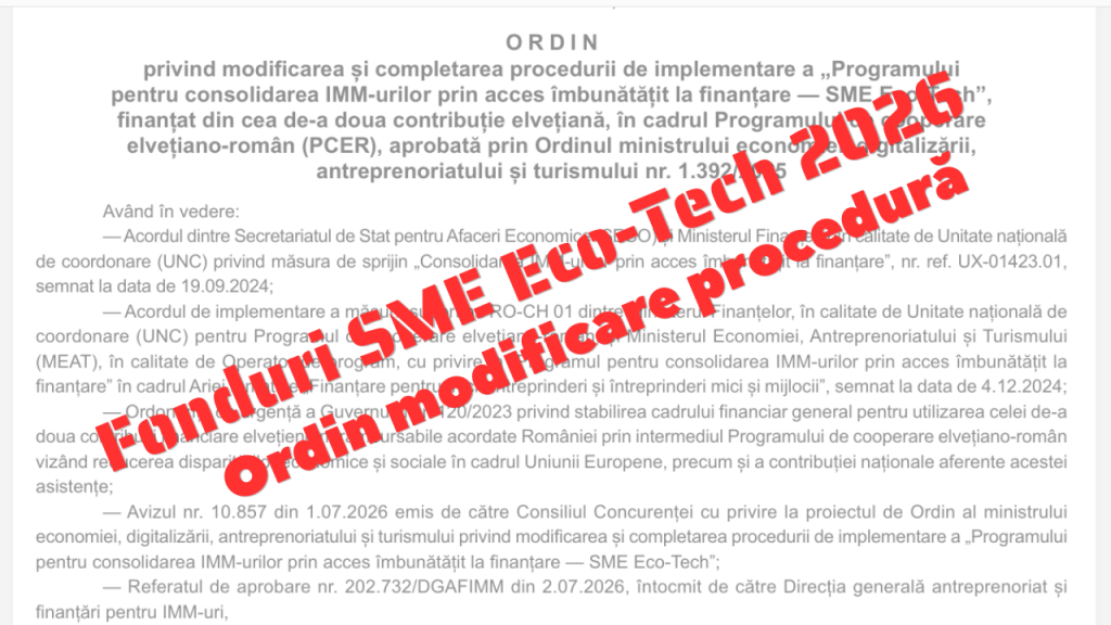 Ordin criterii SME Eco-Tech 2026