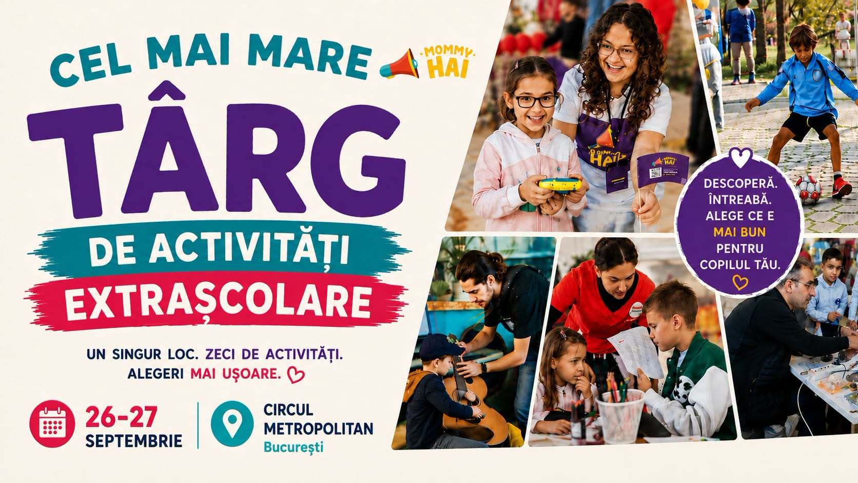 București: Târg de activități extrașcolare pentru părinți și copii. Ce pot găsi vizitatorii: roboți umanoizi, telescoape, excavatoare și altele