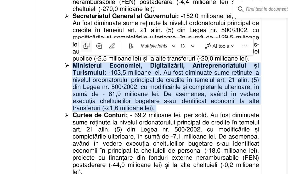 Ministerul Economiei, care gestionează programul Startup Nation, pierde 103 milioane lei la prima rectificare bugetară 2026
